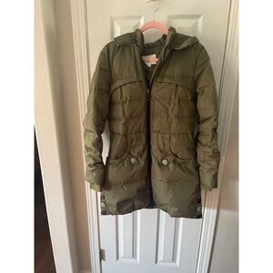 OROLAY Women's Olive Green Quilted Hooded Puffer Coat Winter Warm Size S